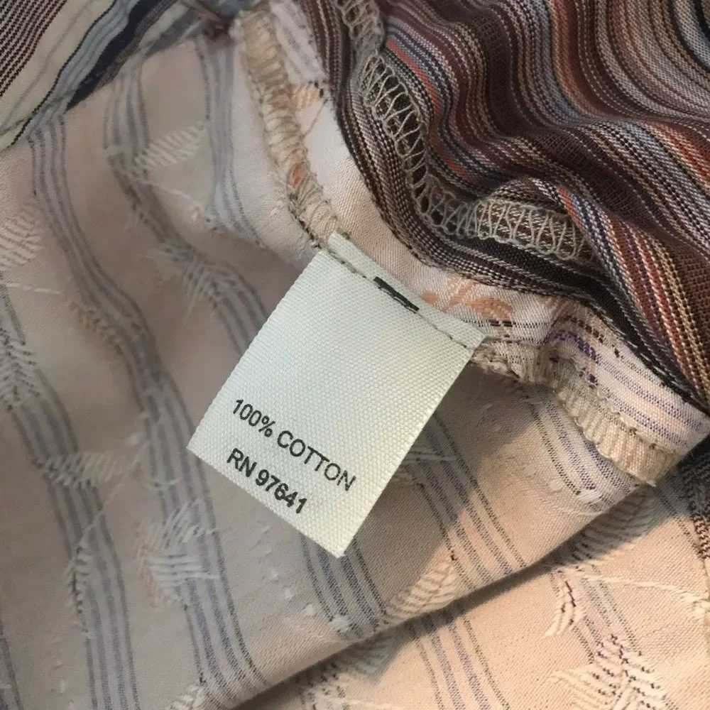 NWT J Jill A-Line Skirt Women's Size 18 Brown & Cream Patchwork Stripe Cotton